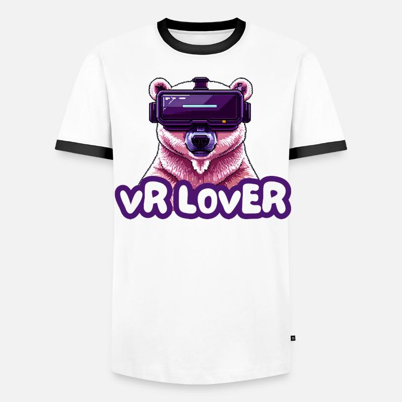 VR Bär mit Virtual Reality Brille Männer Kontrast-T-Shirt