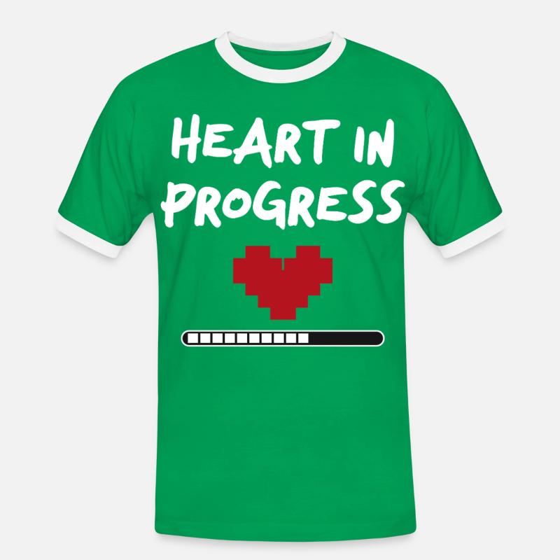 HEART IN PROGRESS Statement - Männer Kontrast-T-Shirt - Kelly Green/Weiß