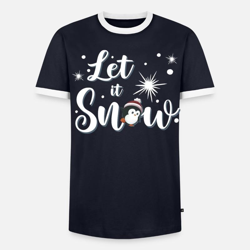Let It Snow Pinguin Männer Kontrast-T-Shirt