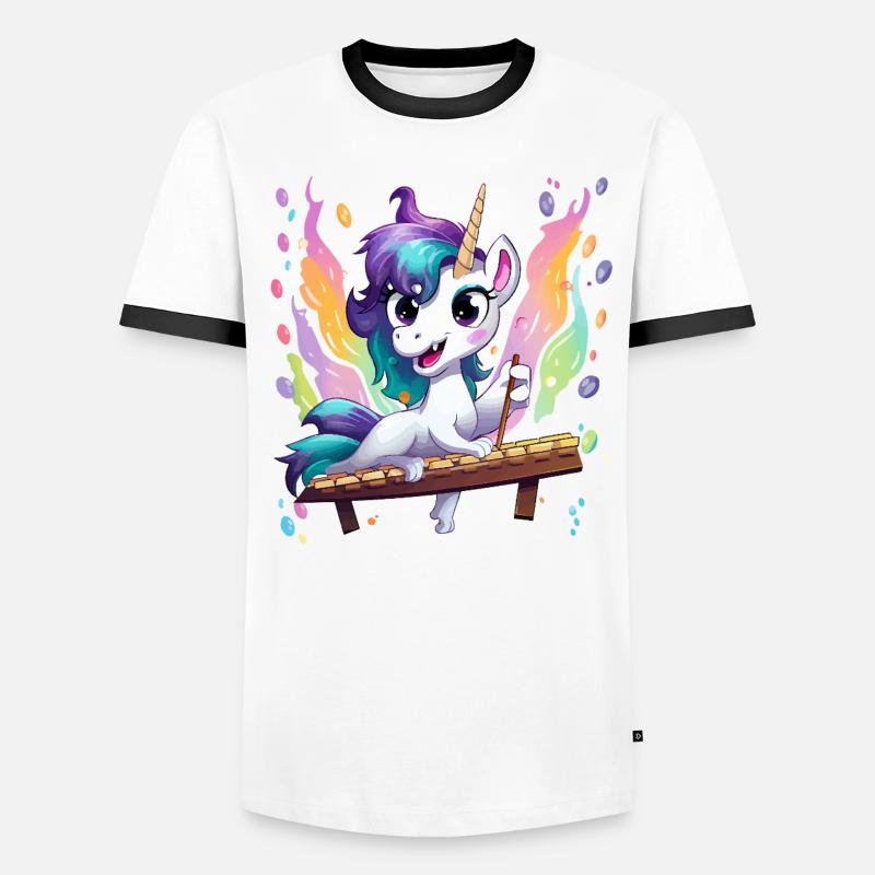 Regenbogen Einhorn Klangzauber Männer Kontrast-T-Shirt