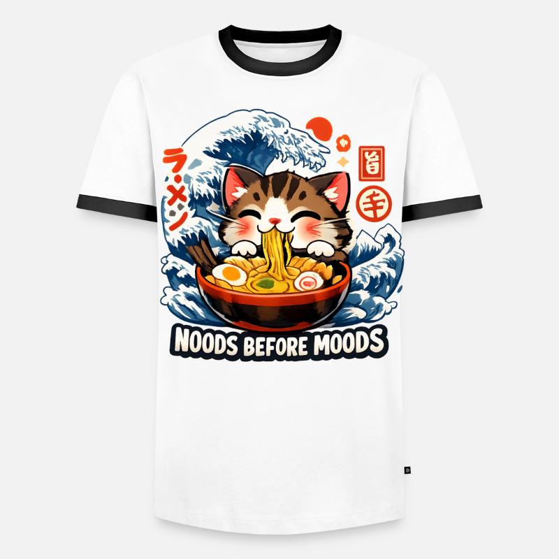 Ramen Neko Great Wave Men's Ringer Shirt