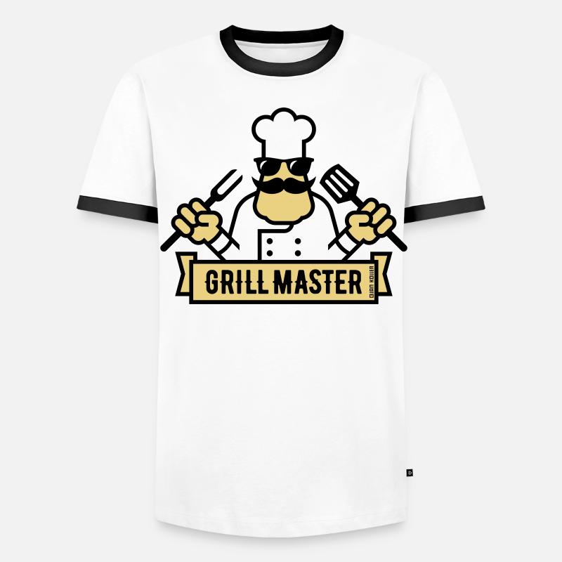 Grill Master (Grilling / Barbecue / BBQ / 3C) Men's Ringer Shirt