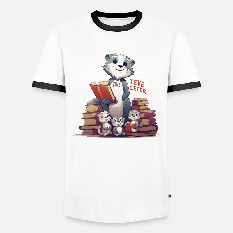 Lernbiber mit Büchern Männer Kontrast-T-Shirt