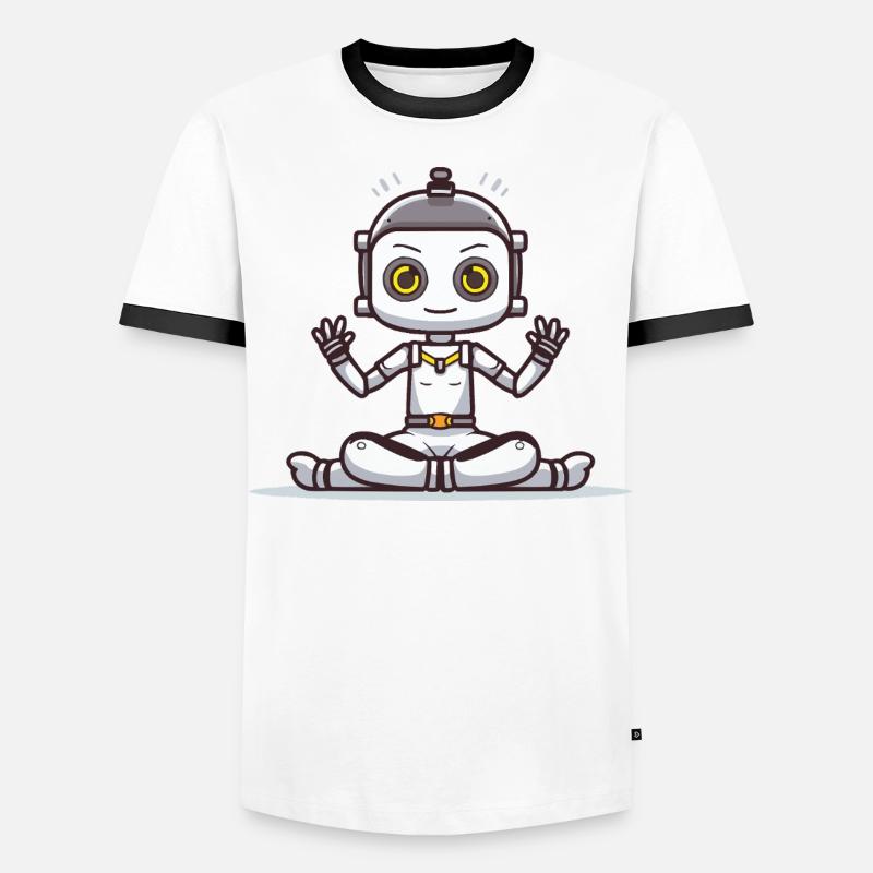 Small robot in lotus position Men's Ringer Shirt