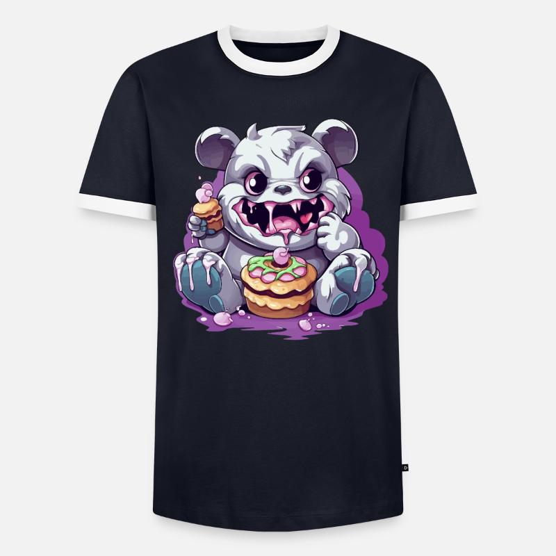 Monstre panda mignon avec des bonbons T-shirt contrasté Homme