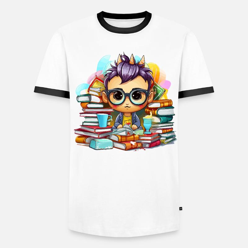 Learning hero Chibi with books Men's Ringer Shirt