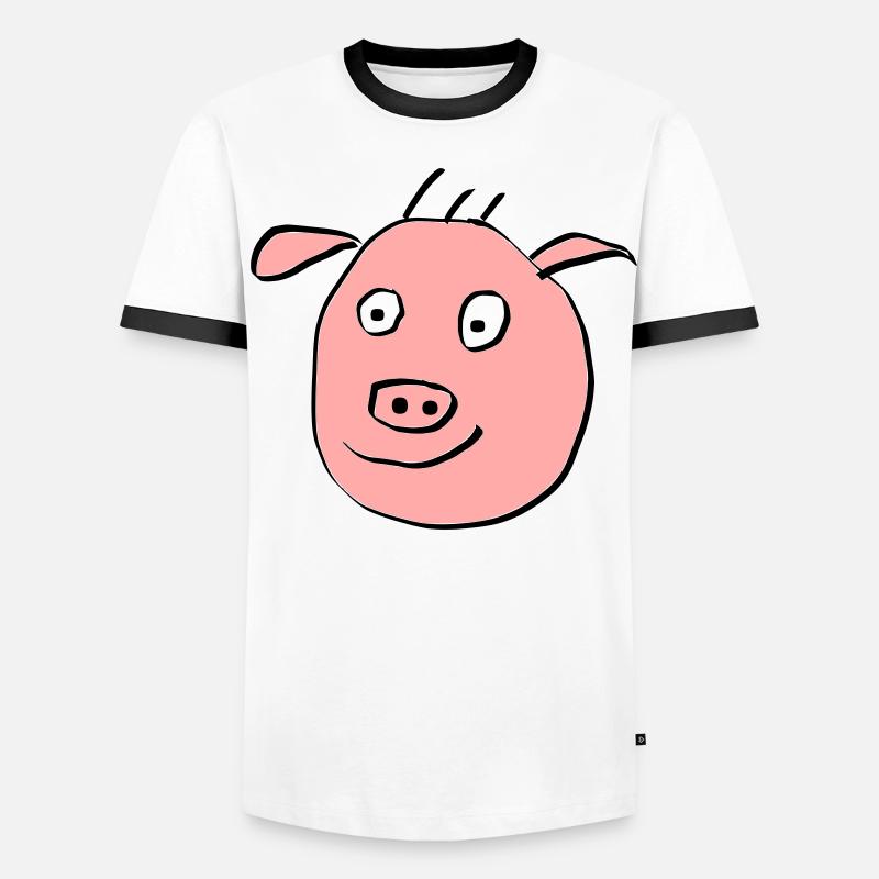 Visage de cochon mignon T-shirt contrasté Homme