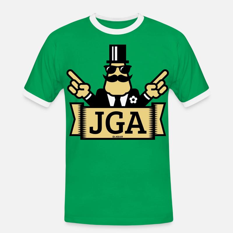JGA Handzeichen (Junggesellenabschied / 3C) - Männer Kontrast-T-Shirt - Kelly Green/Weiß
