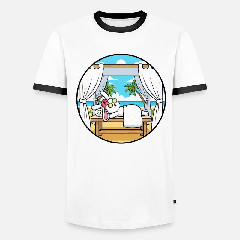 Beach Spa Bunny Rabbit Relaxing Art Men's Ringer Shirt