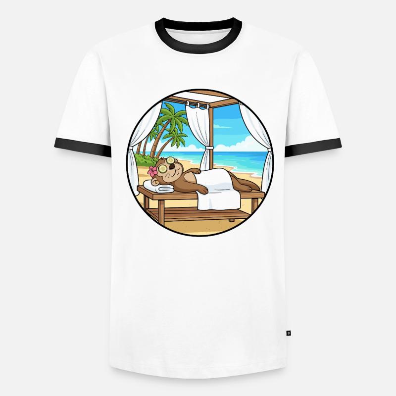 Beach Spa Monkey Ape Relaxing Art Men's Ringer Shirt