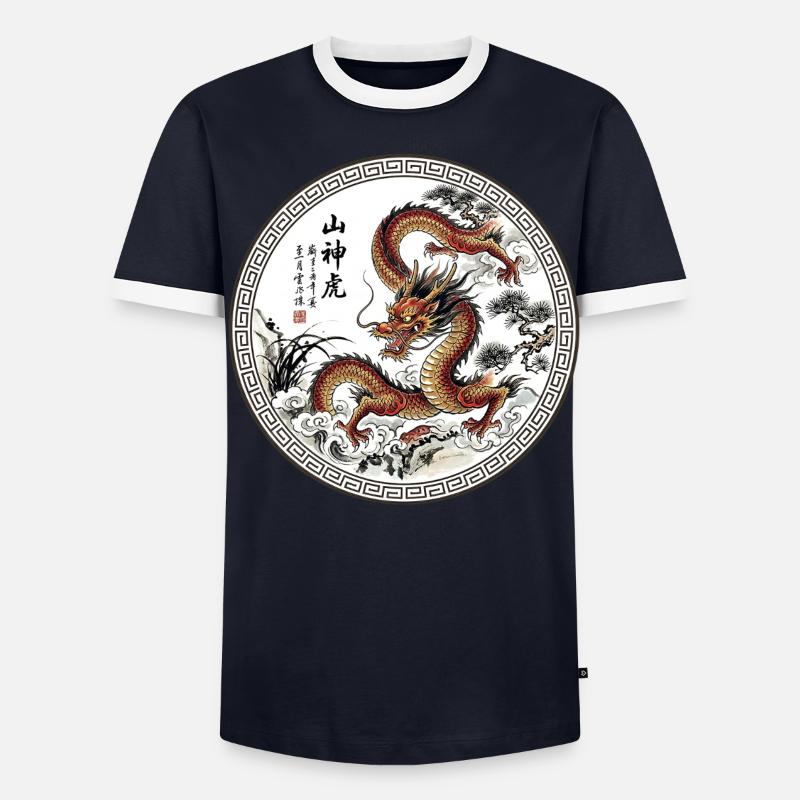 Chinesischer Drache Männer Kontrast-T-Shirt