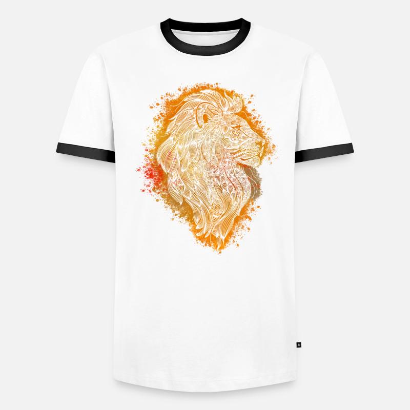 Zentangle-Löwe Männer Kontrast-T-Shirt