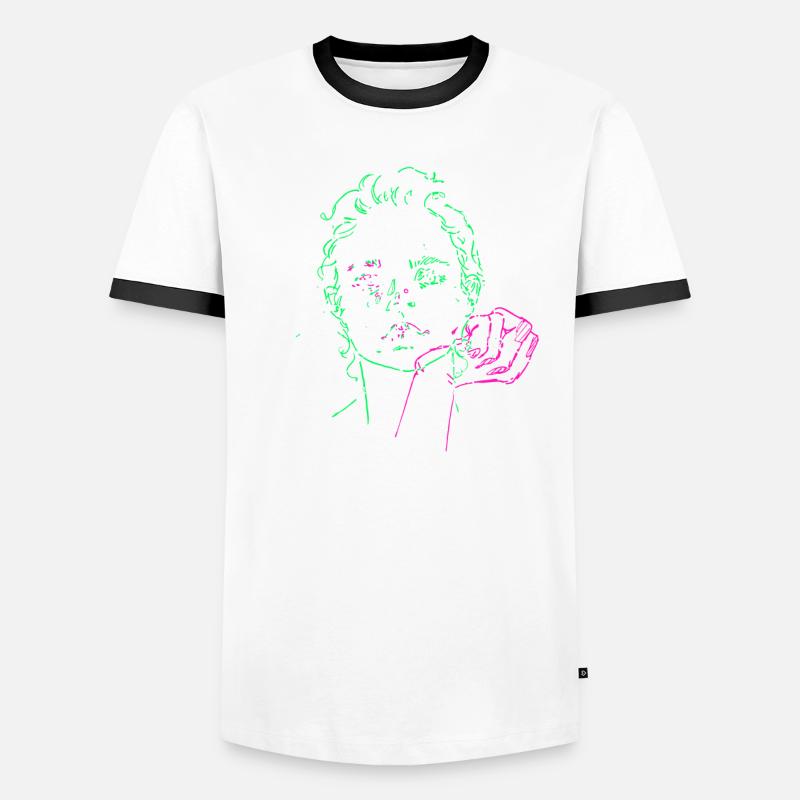 Visage entrelacé par les mains - Vert Rose T-shirt contrasté Homme