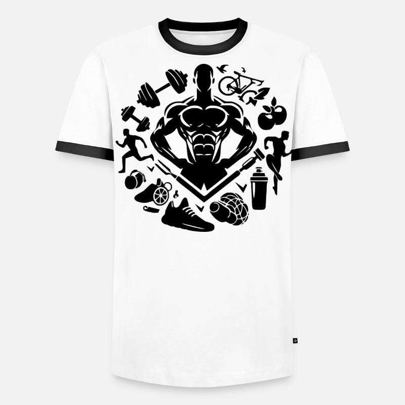 Bodybuilder Männer Kontrast-T-Shirt