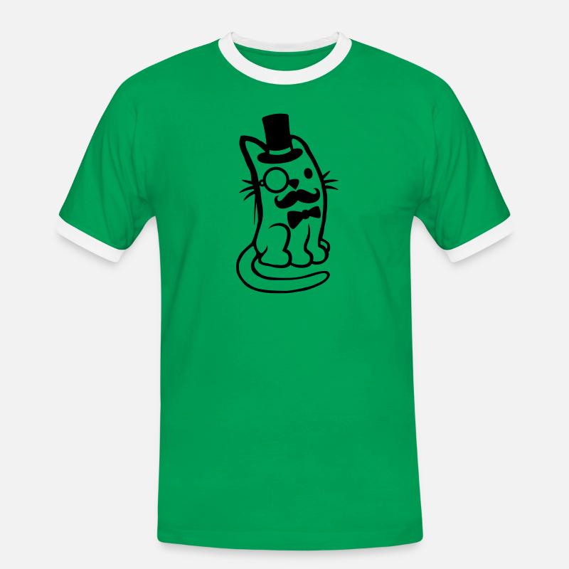 Herr Katze Bart Mann - Männer Kontrast-T-Shirt - Kelly Green/Weiß