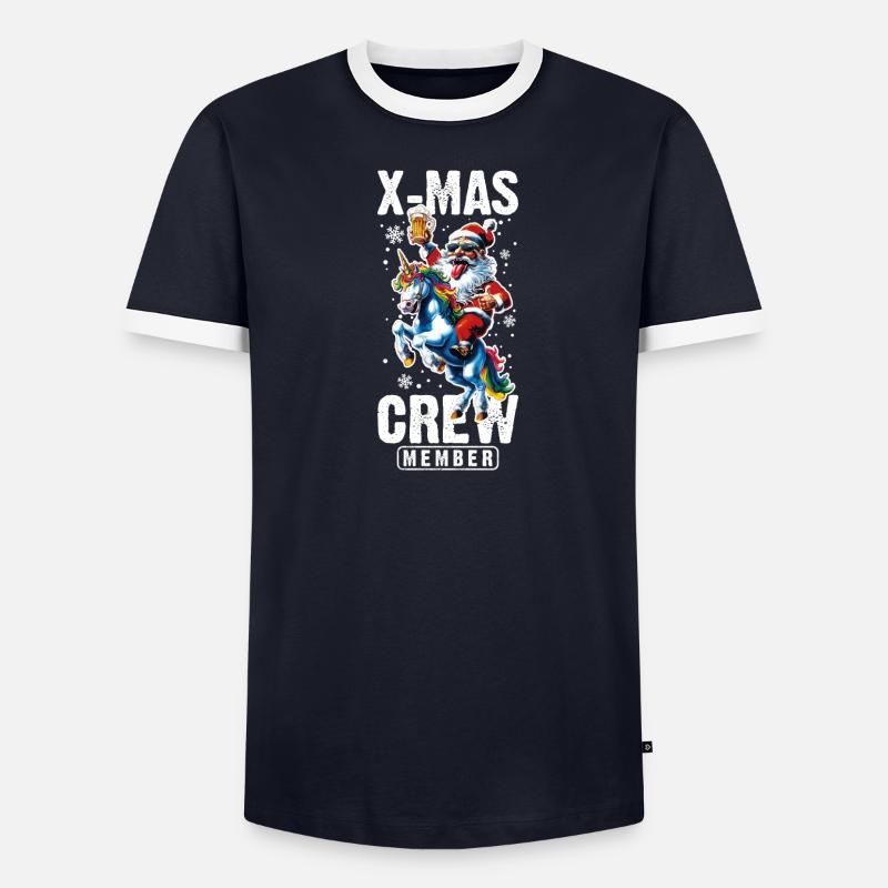 Weihnachts Crew Weihnachtsmann Einhorn - Männer Kontrast-T-Shirt - undefined