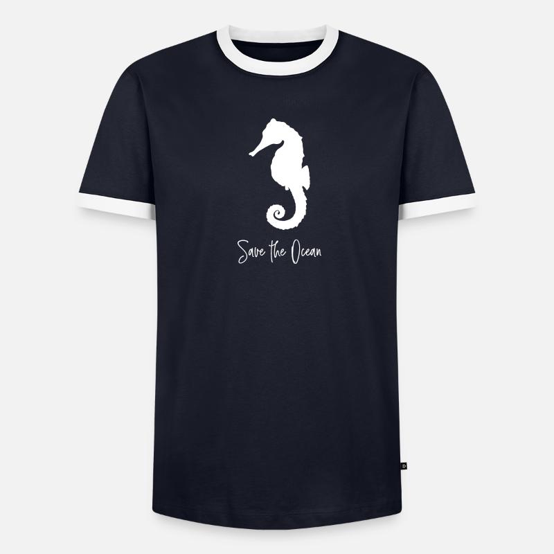 Save the Ocean - Seepferdchen - Männer Kontrast-T-Shirt - undefined