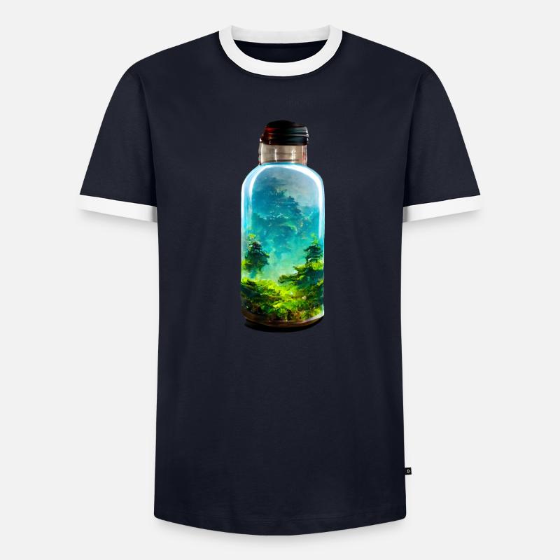 Flasche mit einem Wald - Männer Kontrast-T-Shirt - undefined