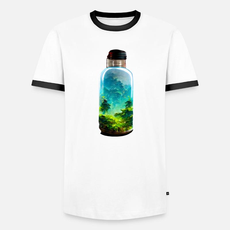 Flasche mit einem Wald Männer Kontrast-T-Shirt