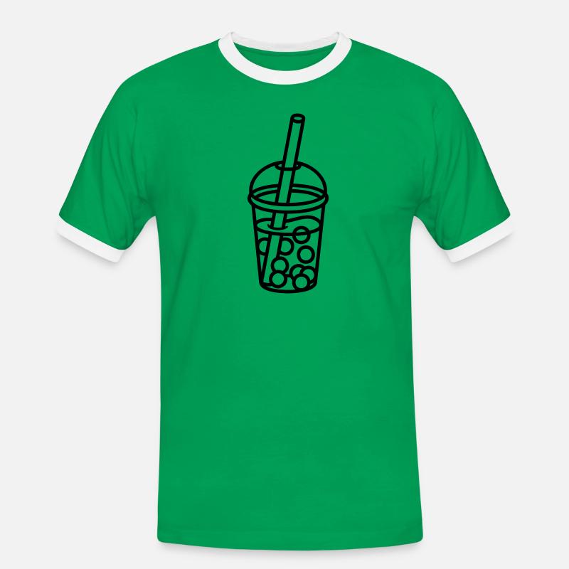 Comic Bubble Tea Design - Männer Kontrast-T-Shirt - Kelly Green/Weiß