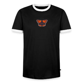 Butterflies: The Little Fire Butterfly - Men's Ringer Shirt - black/white - Front - AI Model Female 172 light (172cm) & AI Model Male 178 light (178cm)