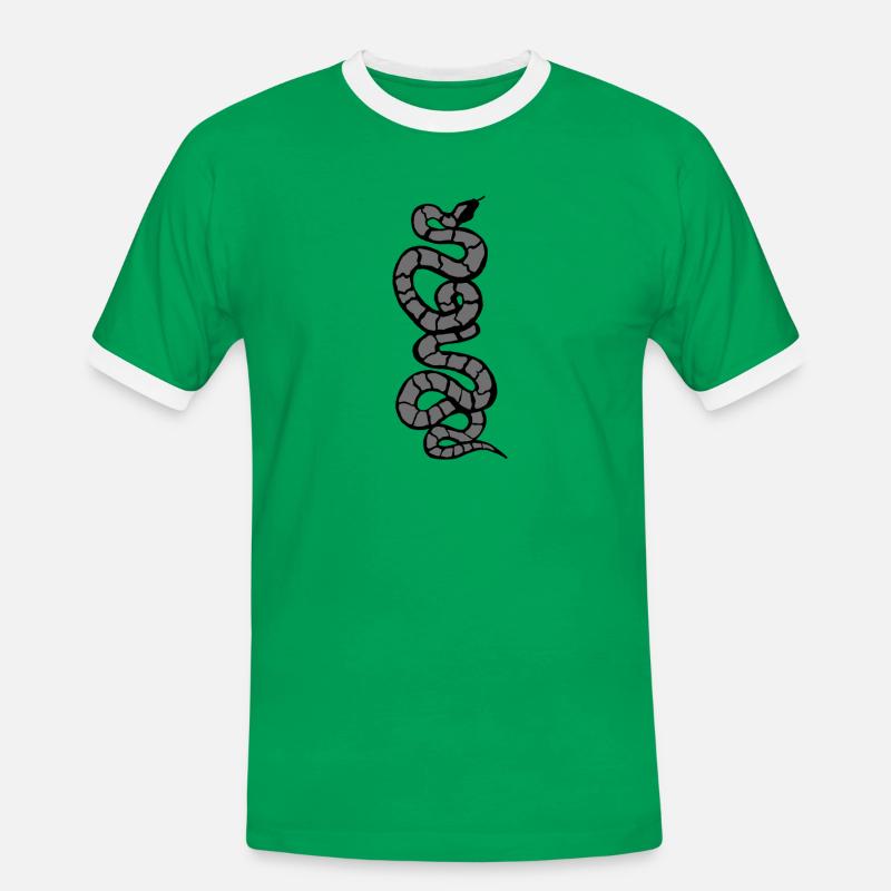 Schlange Python grau - Männer Kontrast-T-Shirt - Kelly Green/Weiß
