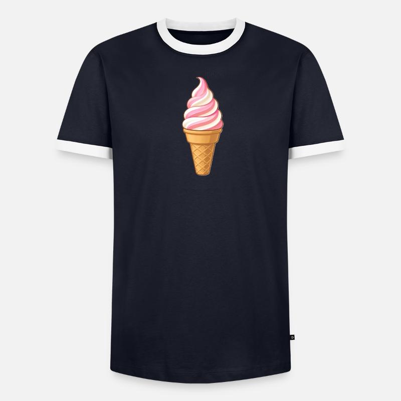 Softeis Erdbeer-Vanille Männer Kontrast-T-Shirt