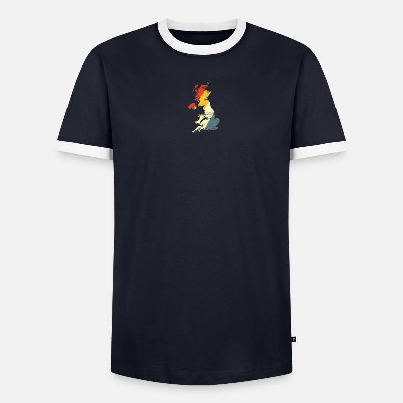 UK Map Prism Gradient Men's Ringer Shirt