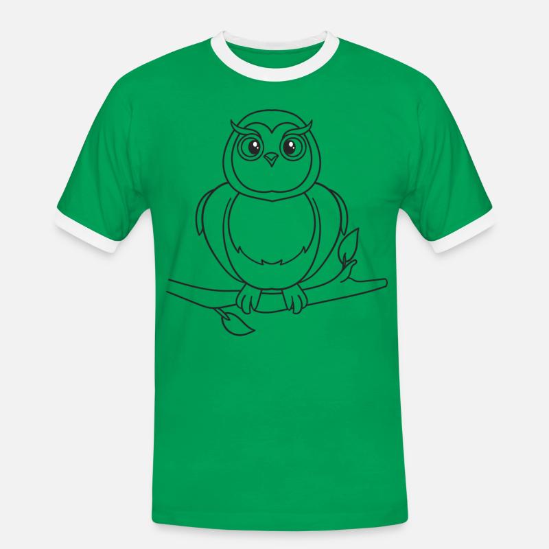 Eule, Vogel, Geschenk, Geschenkidee - Männer Kontrast-T-Shirt - Kelly Green/Weiß