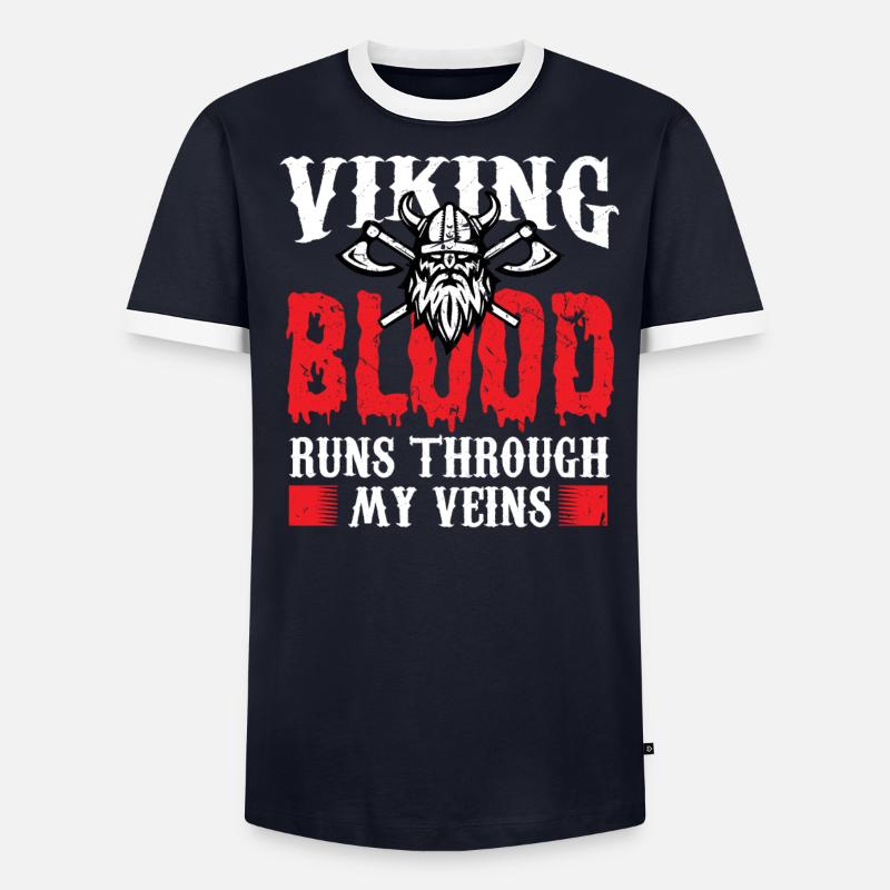 Wikinger Blut Nordisch Axt Thor Hammer Bart Odin Männer Kontrast-T-Shirt