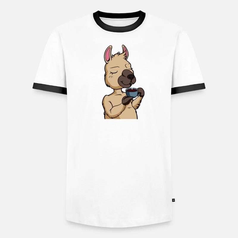 Lama drinks coffee - coffee drinker Men's Ringer Shirt