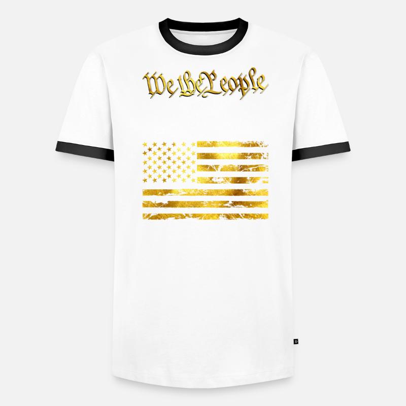 US Flag Regular Dad Raising Wolves Not Sheep Men's Ringer Shirt
