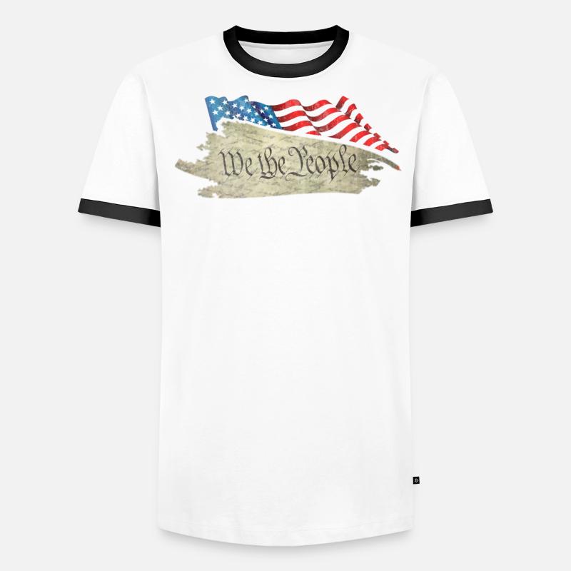 US Flag Regular Dad Raising Wolves Not Sheep Men's Ringer Shirt