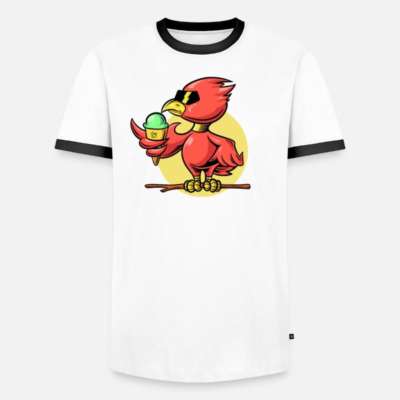 Cooler Vogel isst Eiswaffel Männer Kontrast-T-Shirt