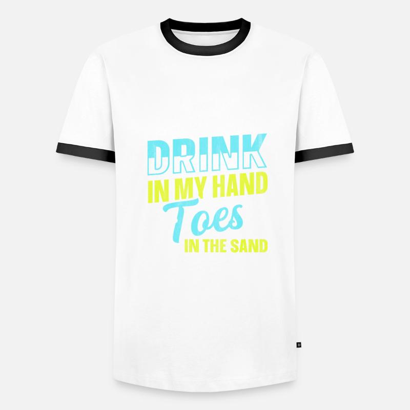Boire dans mes orteils dans le sable Beach Holiday T-shirt contrasté Homme