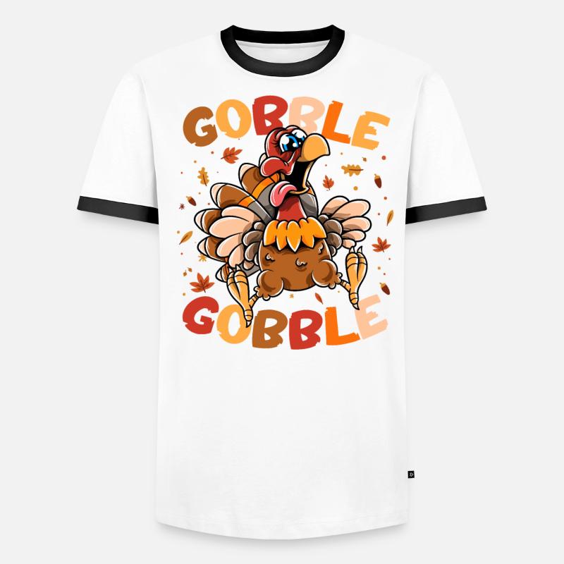 Thanksgiving drôle dinde gobble gobble T-shirt contrasté Homme