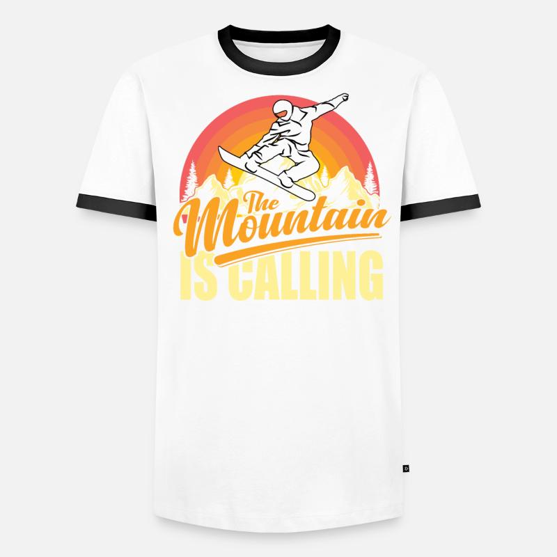 The Mountain Is Calling Snowboarding Men's Ringer Shirt