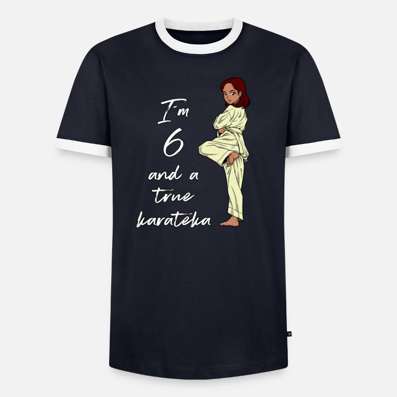 Ich bin 6 - Mädchen Karate - Männer Kontrast-T-Shirt - undefined