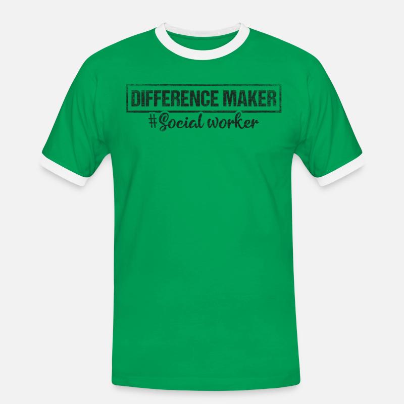 Difference Maker Proud Sozialarbeiter - Männer Kontrast-T-Shirt - Kelly Green/Weiß