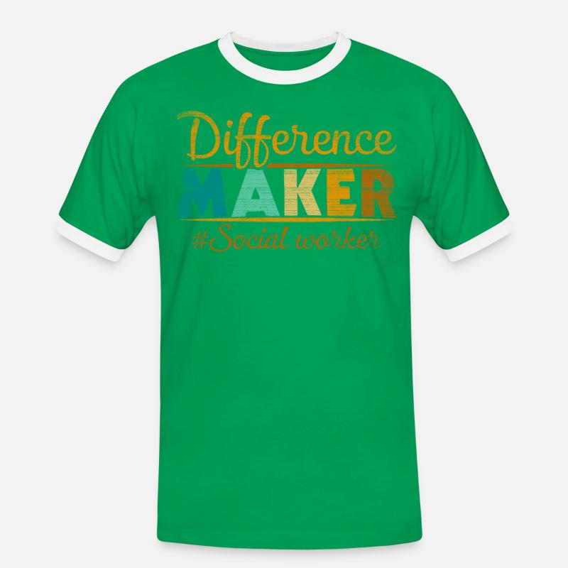 Difference Maker Proud Sozialarbeiter - Männer Kontrast-T-Shirt - Kelly Green/Weiß