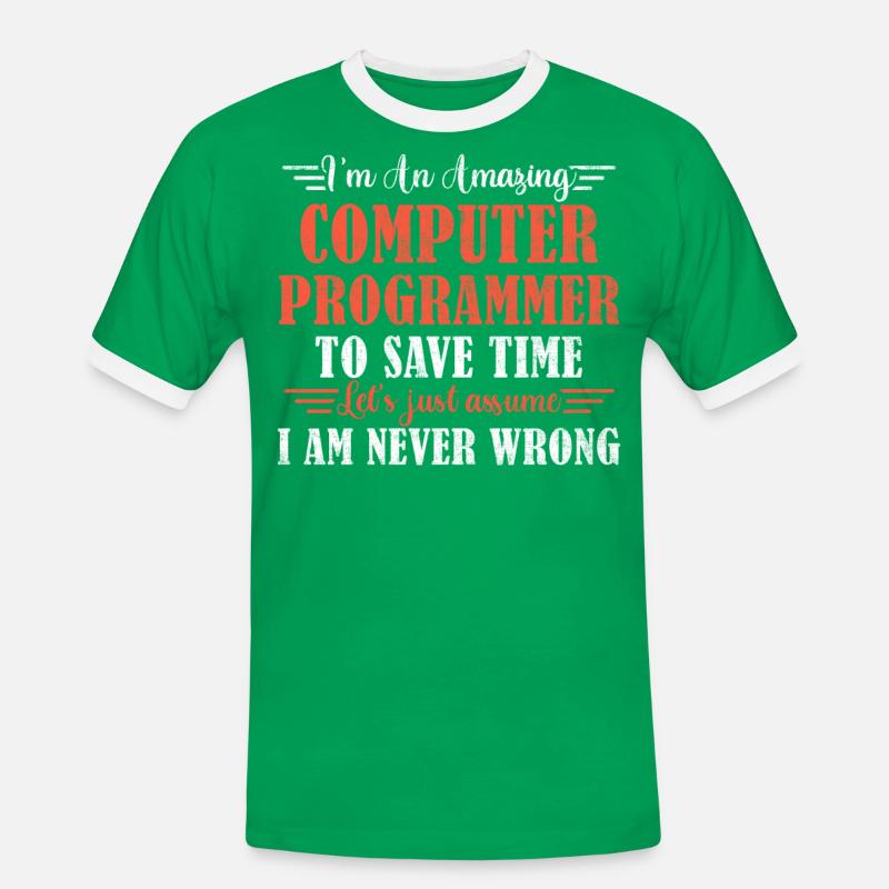 Awesome Computer Programmer - Men's Ringer Shirt - kelly green/white