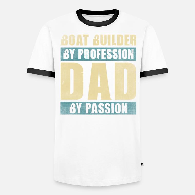 Papa par passion Profession Constructeur de bateaux T-shirt contrasté Homme