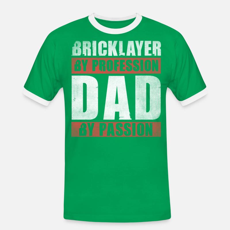 Dad By Passion Profession Bricklayer - Männer Kontrast-T-Shirt - Kelly Green/Weiß