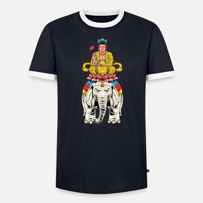 Bouddhisme Dieu Bodhisattva Samantabhadra T-shirt contrasté Homme
