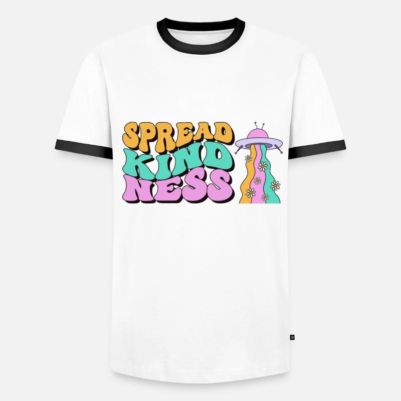 Spread Kindness Script with Colorful UFO Rainbow Men's Ringer Shirt