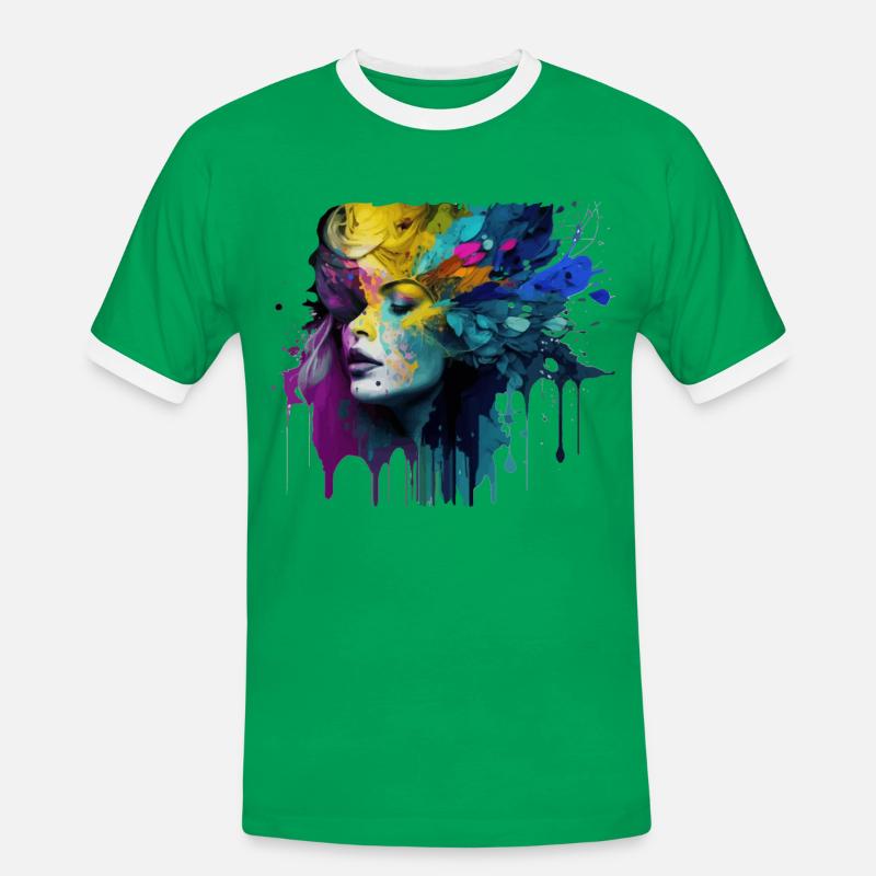 Frauengesicht Fantasy Geschenk - Männer Kontrast-T-Shirt - Kelly Green/Weiß