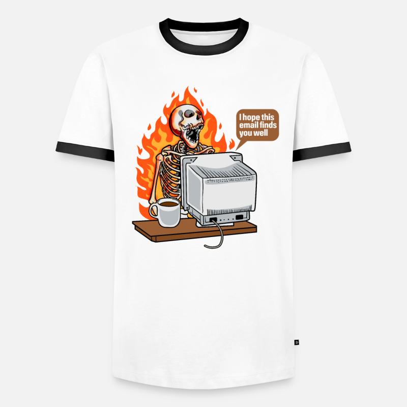 Gesättigter Kaffee bei der Arbeit Neue E-Mail Männer Kontrast-T-Shirt