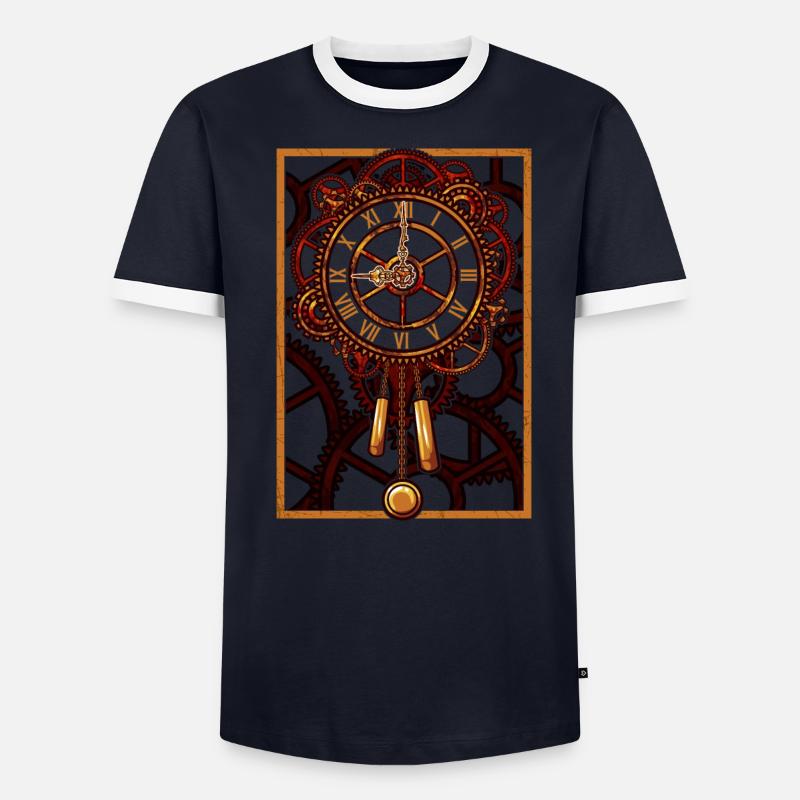 Steampunk Wall Clock Gears T-shirt contrasté Homme