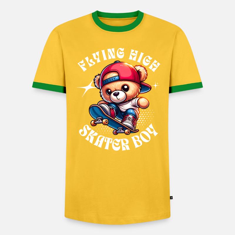 Skater Teddybär auf Skateboard - Männer Kontrast-T-Shirt - 