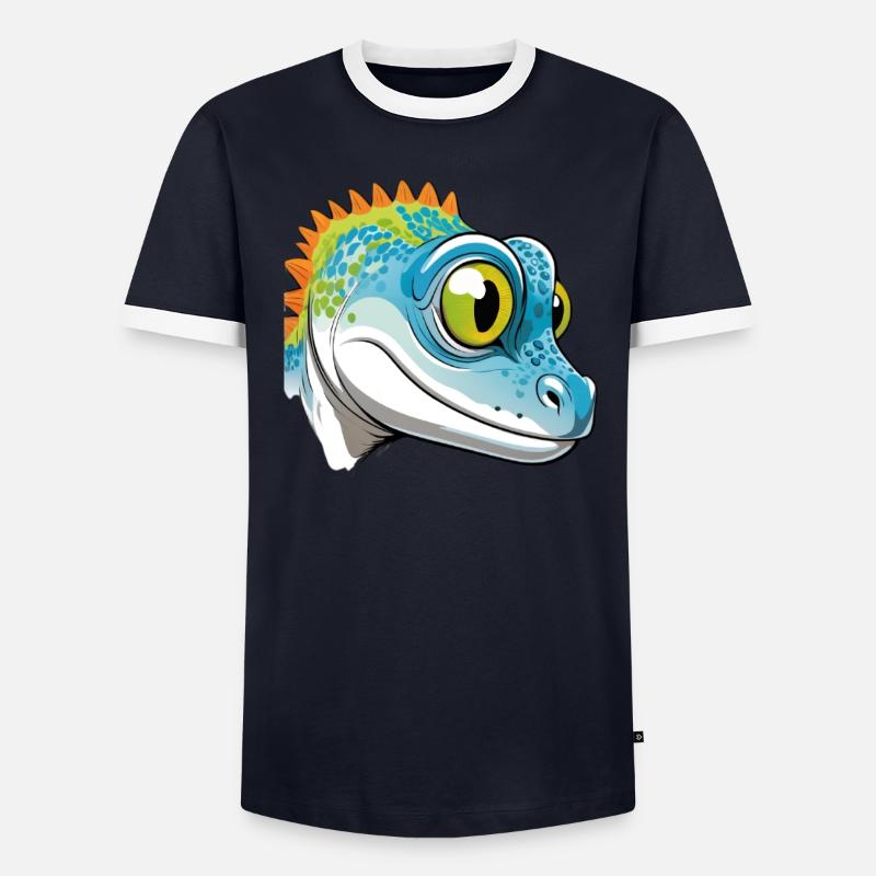 Conception de dessin animé Geko coloré T-shirt contrasté Homme